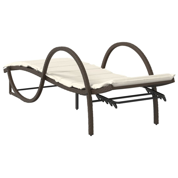 vidaXL Sun Lounger with Cushion Brown 60x199x42 cm Poly Rattan