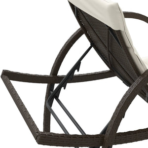 vidaXL Sun Lounger with Cushion Brown 60x199x42 cm Poly Rattan