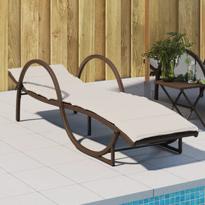 vidaXL Sun Lounger with Cushion Brown 60x199x42 cm Poly Rattan