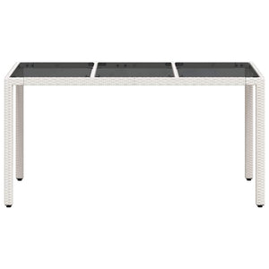 vidaXL Garden Table with Glass Top White 150x90x75 cm Poly Rattan