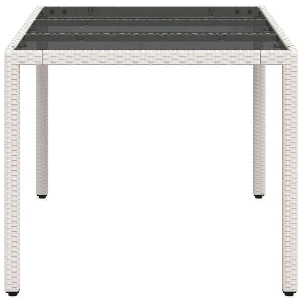 vidaXL Garden Table with Glass Top White 150x90x75 cm Poly Rattan