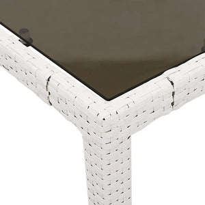 vidaXL Garden Table with Glass Top White 150x90x75 cm Poly Rattan