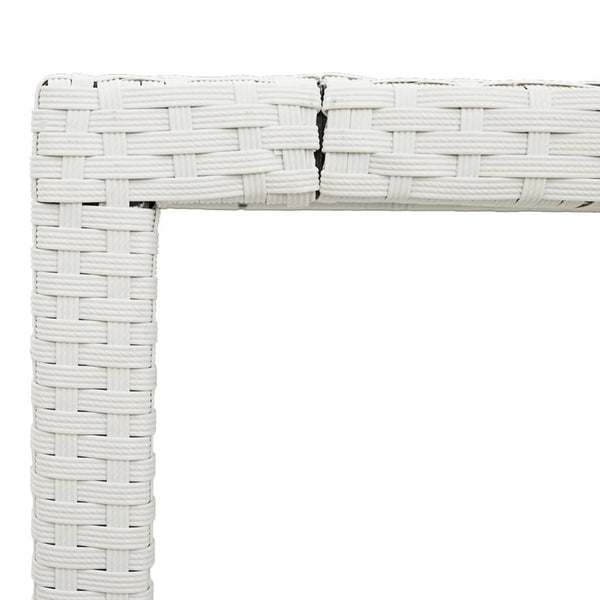 vidaXL Garden Table with Glass Top White 150x90x75 cm Poly Rattan