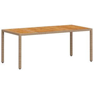 vidaXL Garden Dining Table Beige 190x90x75 cm Poly Rattan Acacia Wood