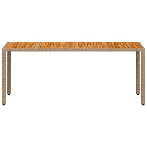 vidaXL Garden Dining Table Beige 190x90x75 cm Poly Rattan Acacia Wood