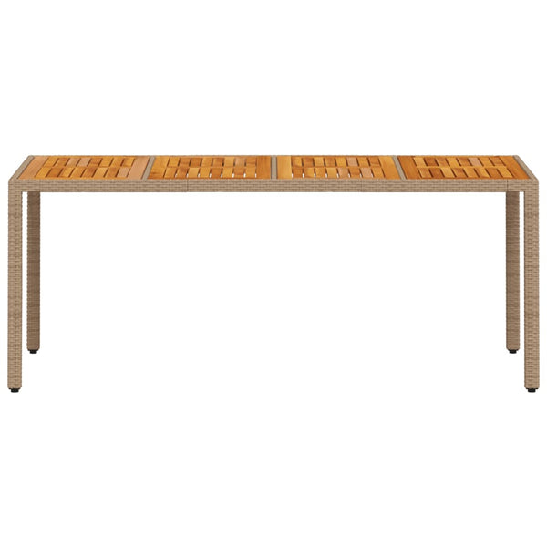 vidaXL Garden Dining Table Beige 190x90x75 cm Poly Rattan Acacia Wood
