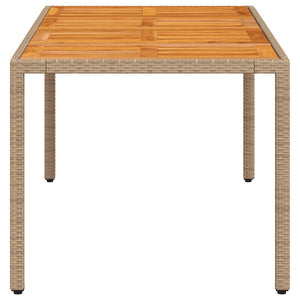 vidaXL Garden Dining Table Beige 190x90x75 cm Poly Rattan Acacia Wood