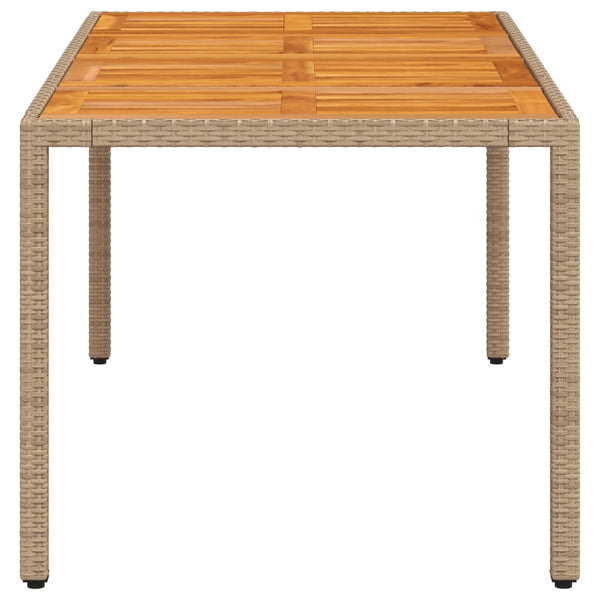 vidaXL Garden Dining Table Beige 190x90x75 cm Poly Rattan Acacia Wood