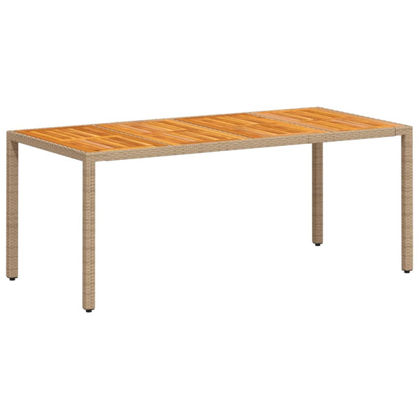 vidaXL Garden Dining Table Beige 190x90x75 cm Poly Rattan Acacia Wood