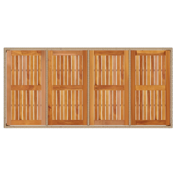 vidaXL Garden Dining Table Beige 190x90x75 cm Poly Rattan Acacia Wood