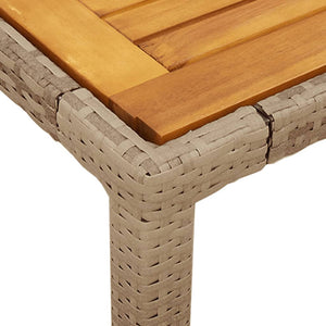 vidaXL Garden Dining Table Beige 190x90x75 cm Poly Rattan Acacia Wood