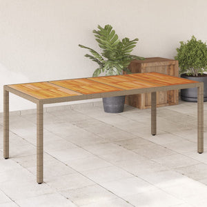 vidaXL Garden Dining Table Beige 190x90x75 cm Poly Rattan Acacia Wood
