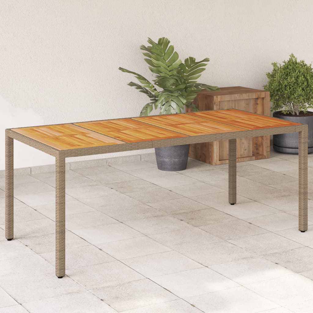 vidaXL Garden Dining Table Beige 190x90x75 cm Poly Rattan Acacia Wood