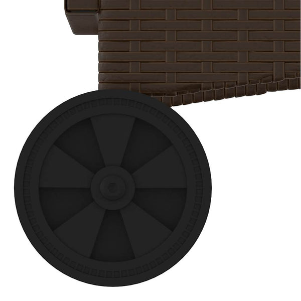 vidaXL Sun Lounger with Wheels and Cushion Brown Poly Rattan