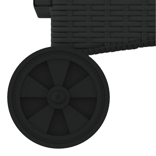 vidaXL Sun Lounger with Wheels and Cushion Black Poly Rattan