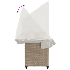 vidaXL Sun Lounger with Roof and Cushion Beige Poly Rattan