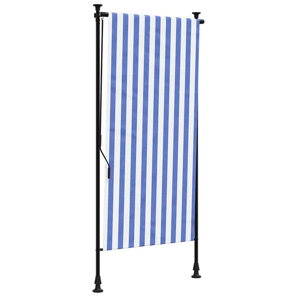 vidaXL Outdoor Roller Blind Blue and White 100x270 cm Fabric and Steel