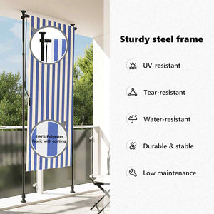 vidaXL Outdoor Roller Blind Blue and White 100x270 cm Fabric and Steel