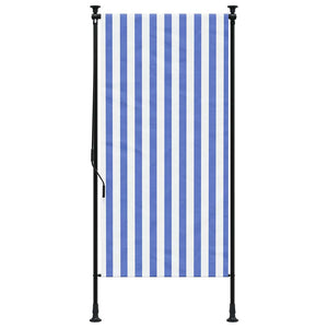 vidaXL Outdoor Roller Blind Blue and White 120x270 cm Fabric and Steel