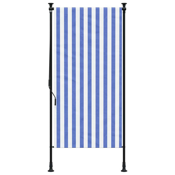 vidaXL Outdoor Roller Blind Blue and White 120x270 cm Fabric and Steel