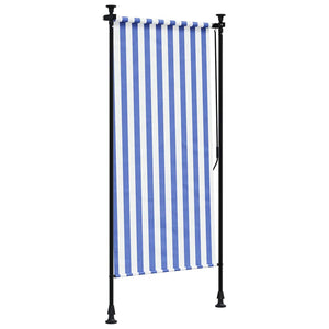vidaXL Outdoor Roller Blind Blue and White 120x270 cm Fabric and Steel