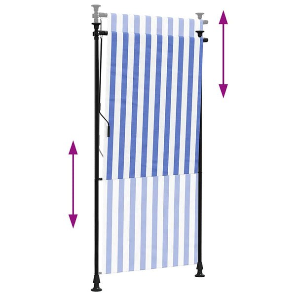 vidaXL Outdoor Roller Blind Blue and White 120x270 cm Fabric and Steel