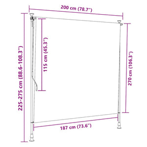 vidaXL Outdoor Roller Blind Blue and White 200x270 cm Fabric and Steel