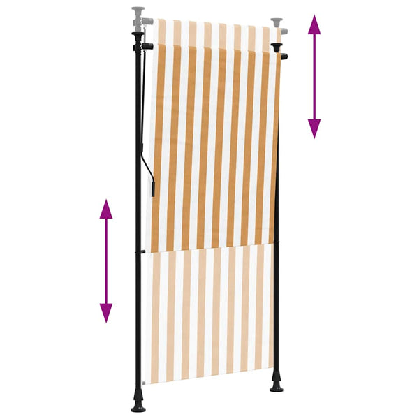 vidaXL Outdoor Roller Blind Orange and White 100x270 cm Fabric and Steel
