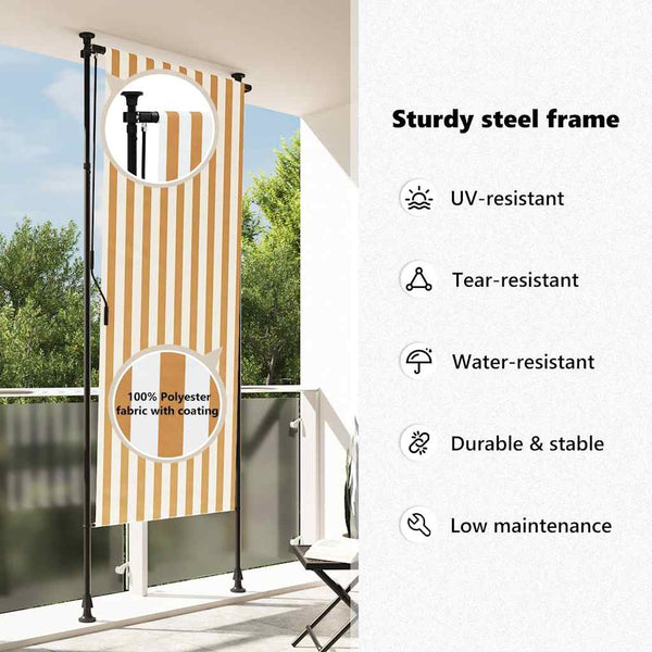 vidaXL Outdoor Roller Blind Orange and White 100x270 cm Fabric and Steel