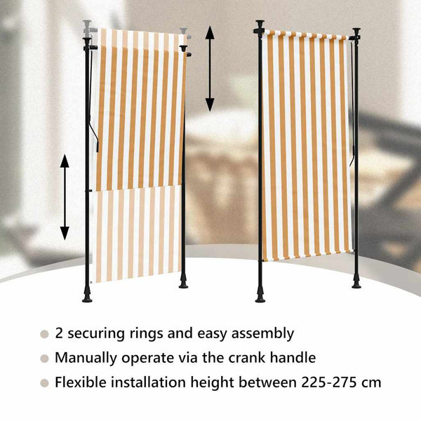 vidaXL Outdoor Roller Blind Orange and White 100x270 cm Fabric and Steel