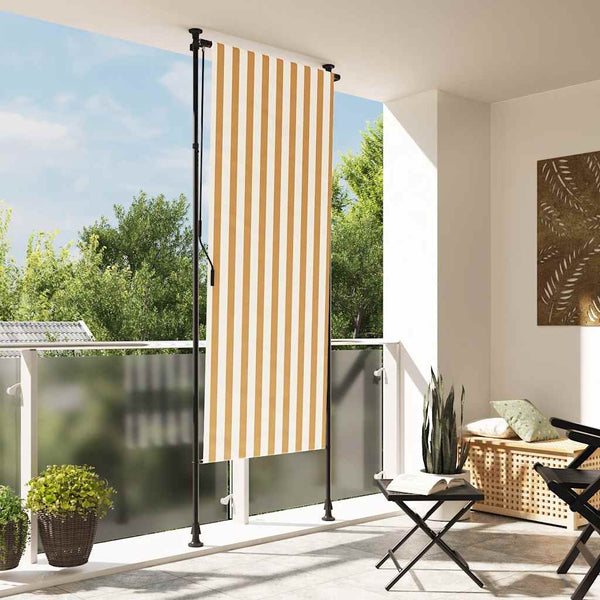 vidaXL Outdoor Roller Blind Orange and White 100x270 cm Fabric and Steel