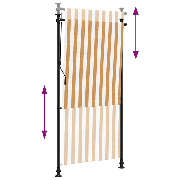 vidaXL Outdoor Roller Blind Orange and White 120x270 cm Fabric and Steel