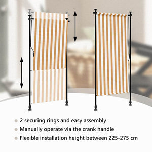 vidaXL Outdoor Roller Blind Orange and White 120x270 cm Fabric and Steel
