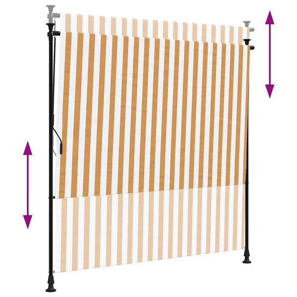 vidaXL Outdoor Roller Blind Orange and White 150x270 cm Fabric and Steel