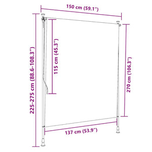 vidaXL Outdoor Roller Blind Orange and White 150x270 cm Fabric and Steel