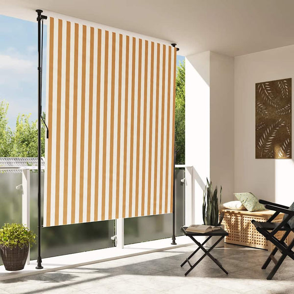vidaXL Outdoor Roller Blind Orange and White 150x270 cm Fabric and Steel