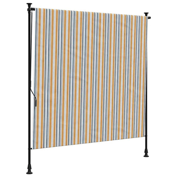 vidaXL Outdoor Roller Blind Yellow and White 200x270 cm Fabric and Steel