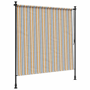 vidaXL Outdoor Roller Blind Yellow and White 200x270 cm Fabric and Steel