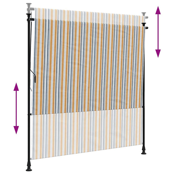 vidaXL Outdoor Roller Blind Yellow and White 200x270 cm Fabric and Steel