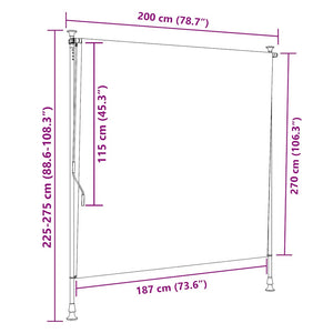 vidaXL Outdoor Roller Blind Yellow and White 200x270 cm Fabric and Steel