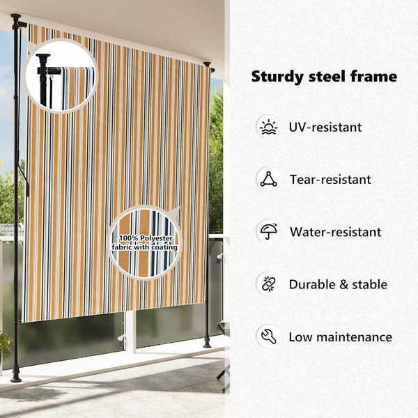 vidaXL Outdoor Roller Blind Yellow and White 200x270 cm Fabric and Steel