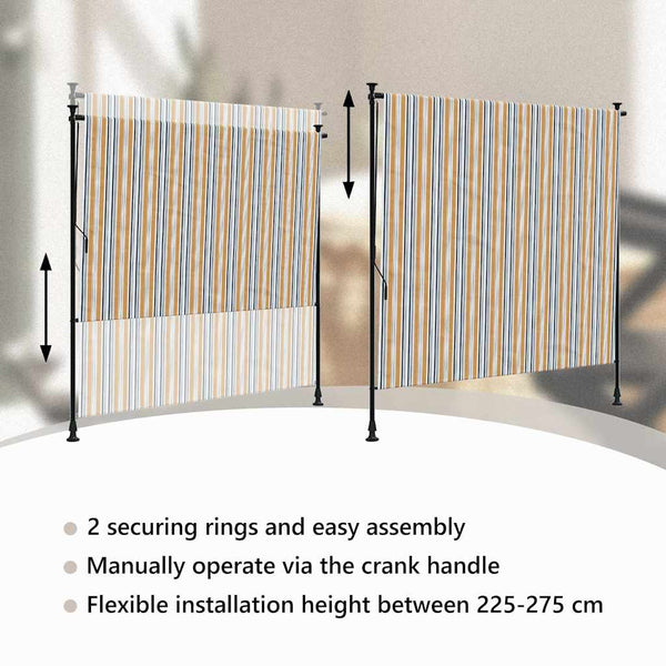 vidaXL Outdoor Roller Blind Yellow and White 200x270 cm Fabric and Steel