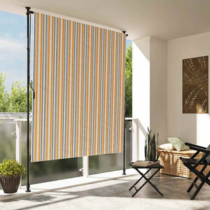 vidaXL Outdoor Roller Blind Yellow and White 200x270 cm Fabric and Steel