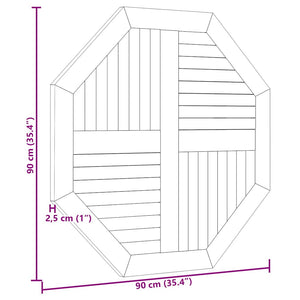 Teak Tischplatte 90x90 cm Achteck Massivholz
