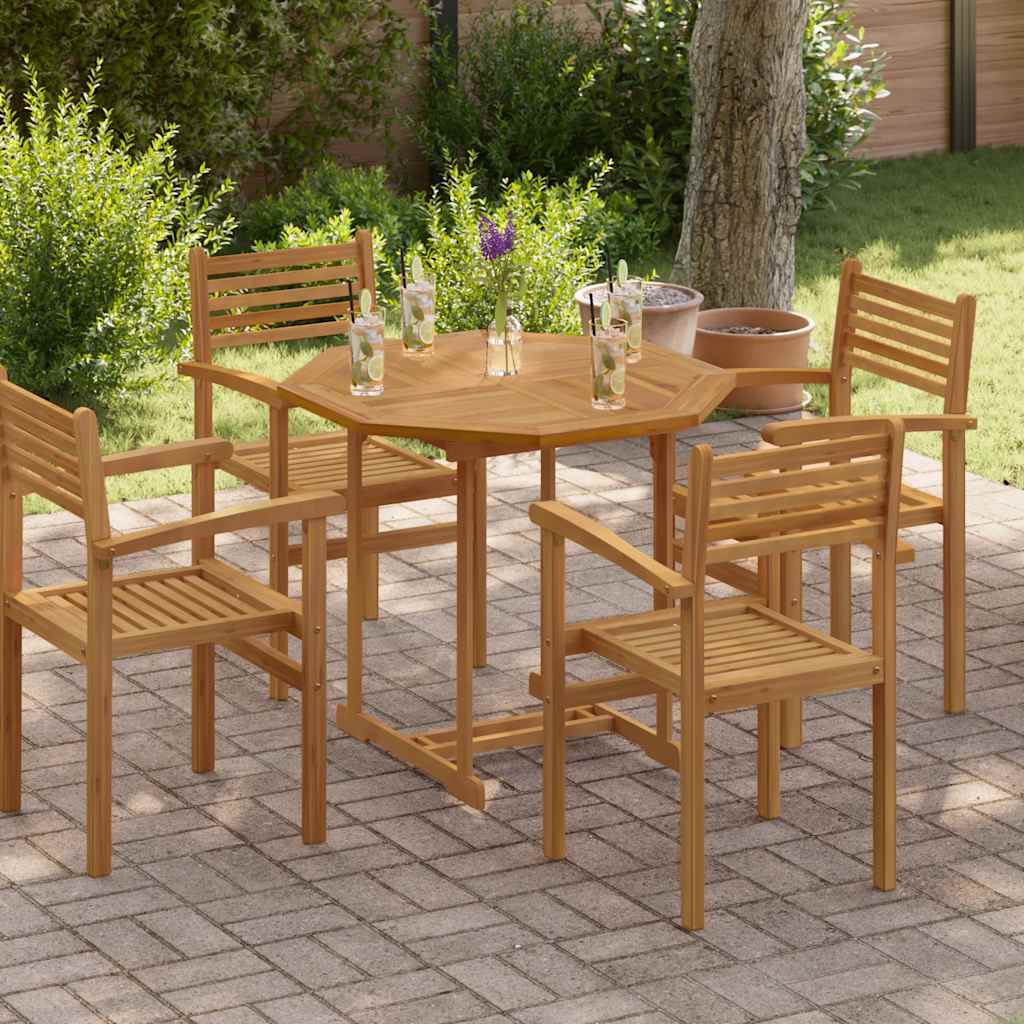 Teak Tischplatte 90x90 cm Achteck Massivholz