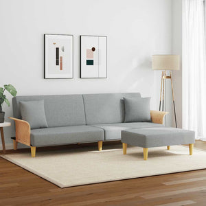 vidaXL 2-Seater Sofa Bed with Cushions and Footrest Light Grey Velvet