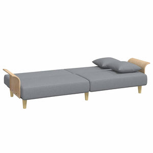 vidaXL 2-Seater Sofa Bed with Cushions and Footrest Light Grey Velvet