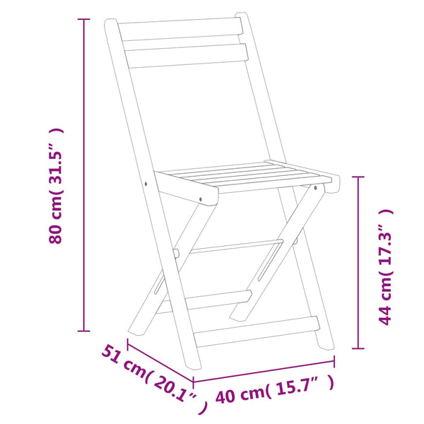 vidaXL Bistro Chairs 8 pcs. Foldable Solid Acacia Wood