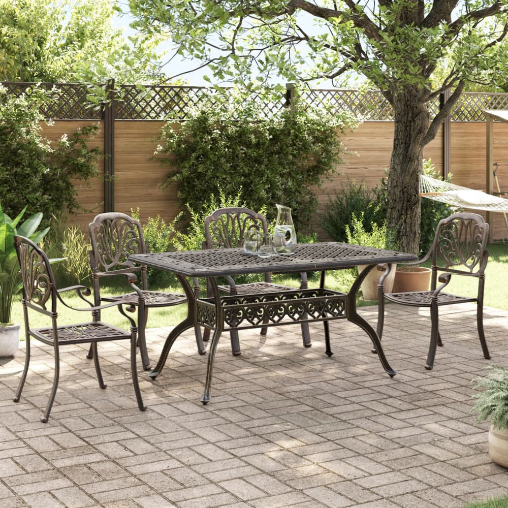 vidaXL 5-piece Garden Dining Set Bronze Cast Aluminum