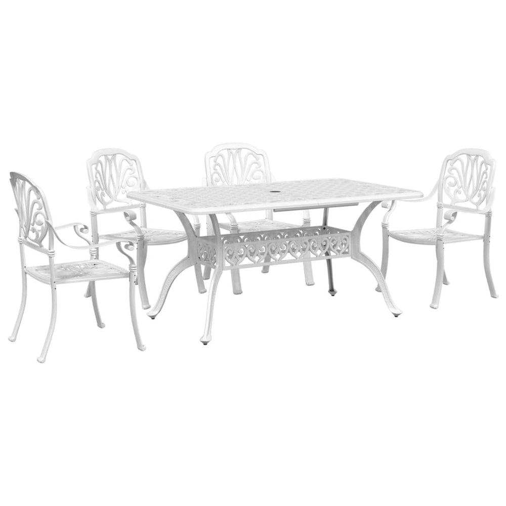 vidaXL 5-piece Garden Dining Set White Cast Aluminium